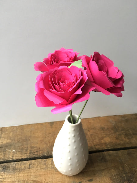 Fuchsia Paper Roses - Pick a Color - Small Bouquet - Medium Bouquet - Large Bouquet