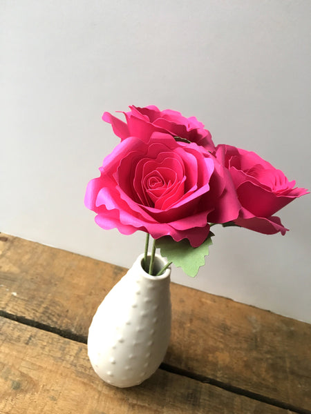 Fuchsia Paper Roses - Pick a Color - Small Bouquet - Medium Bouquet - Large Bouquet