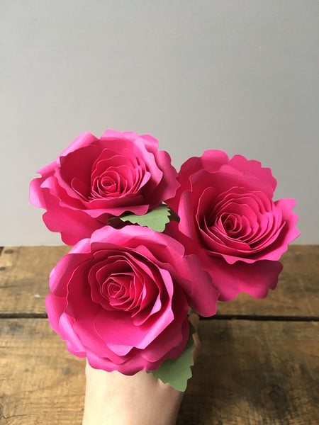 Fuchsia Paper Roses - Pick a Color - Small Bouquet - Medium Bouquet - Large Bouquet