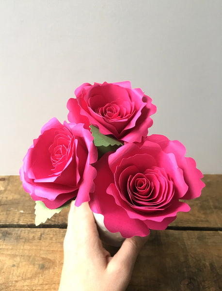 Fuchsia Paper Roses - Pick a Color - Small Bouquet - Medium Bouquet - Large Bouquet