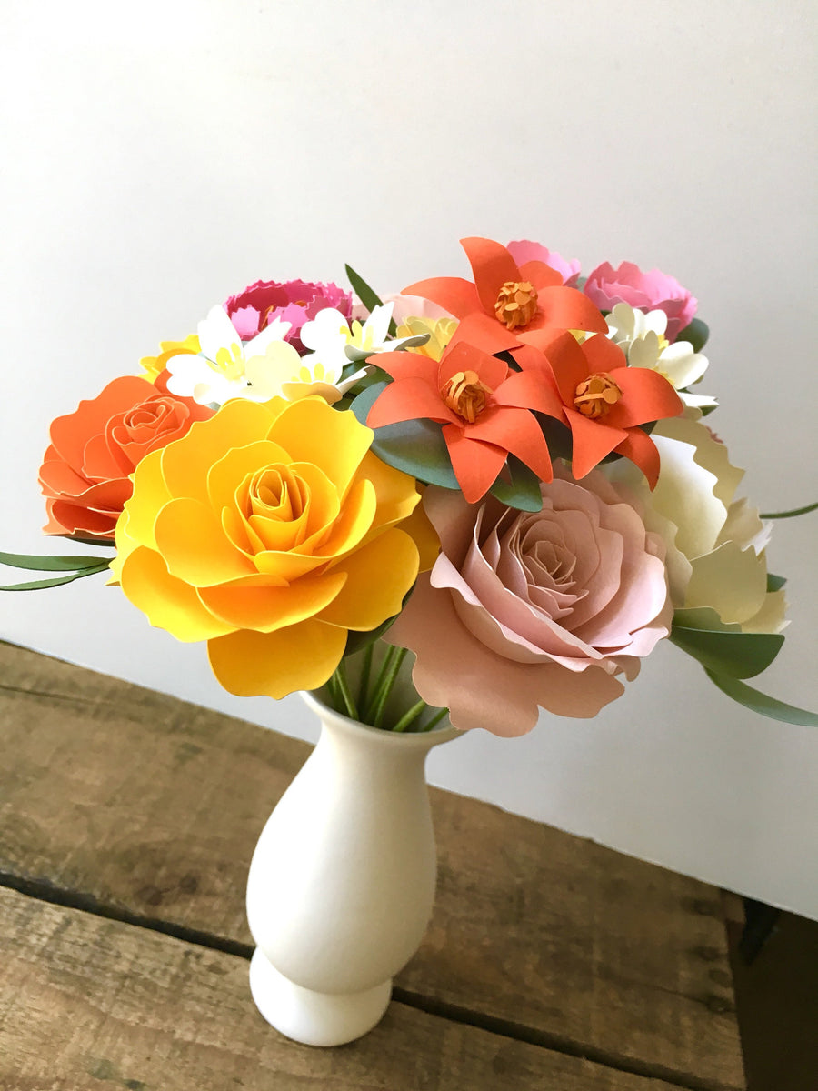Blush, Pink, and Yellow Paper Bouquet - Large Bouquet - Custom Bouquet –  The Flower Craft Shop