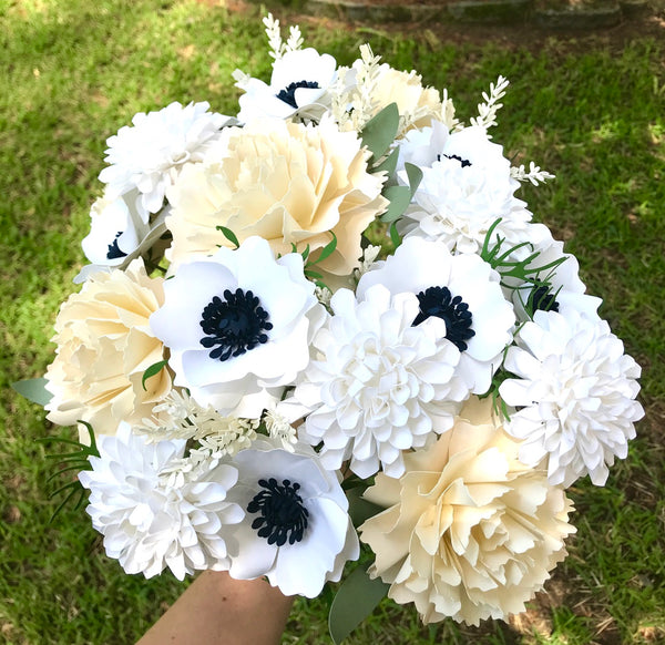 Elegant White Paper Flower Bouquet - Large Bouquet - Custom Bouquet