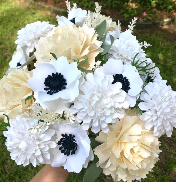 Elegant White Paper Flower Bouquet - Large Bouquet - Custom Bouquet