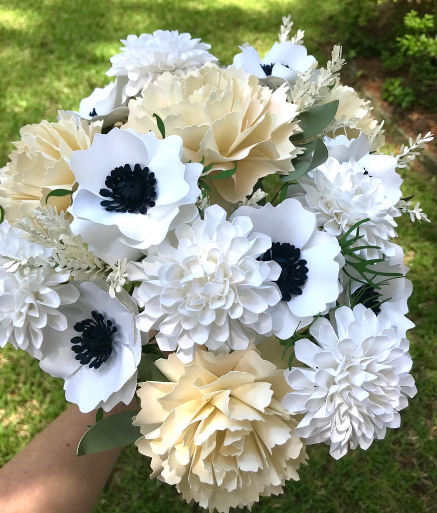 Burgundy Dahlia Paper Flower Bouquet - Large Bouquet - Custom