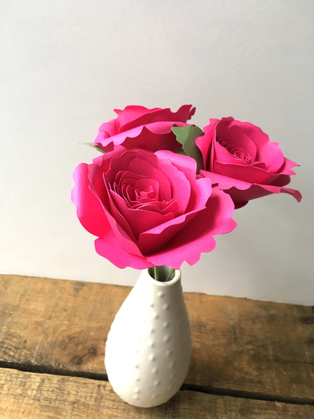 Fuchsia Paper Roses - Pick a Color - Small Bouquet - Medium Bouquet - Large Bouquet