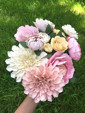 Light Pink and Cream Paper Flower Bouquet - Medium Bouquet - Custom Bouquet