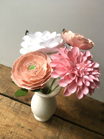 Pink, Blush, and White Paper Flower Bouquet - Small Bouquet