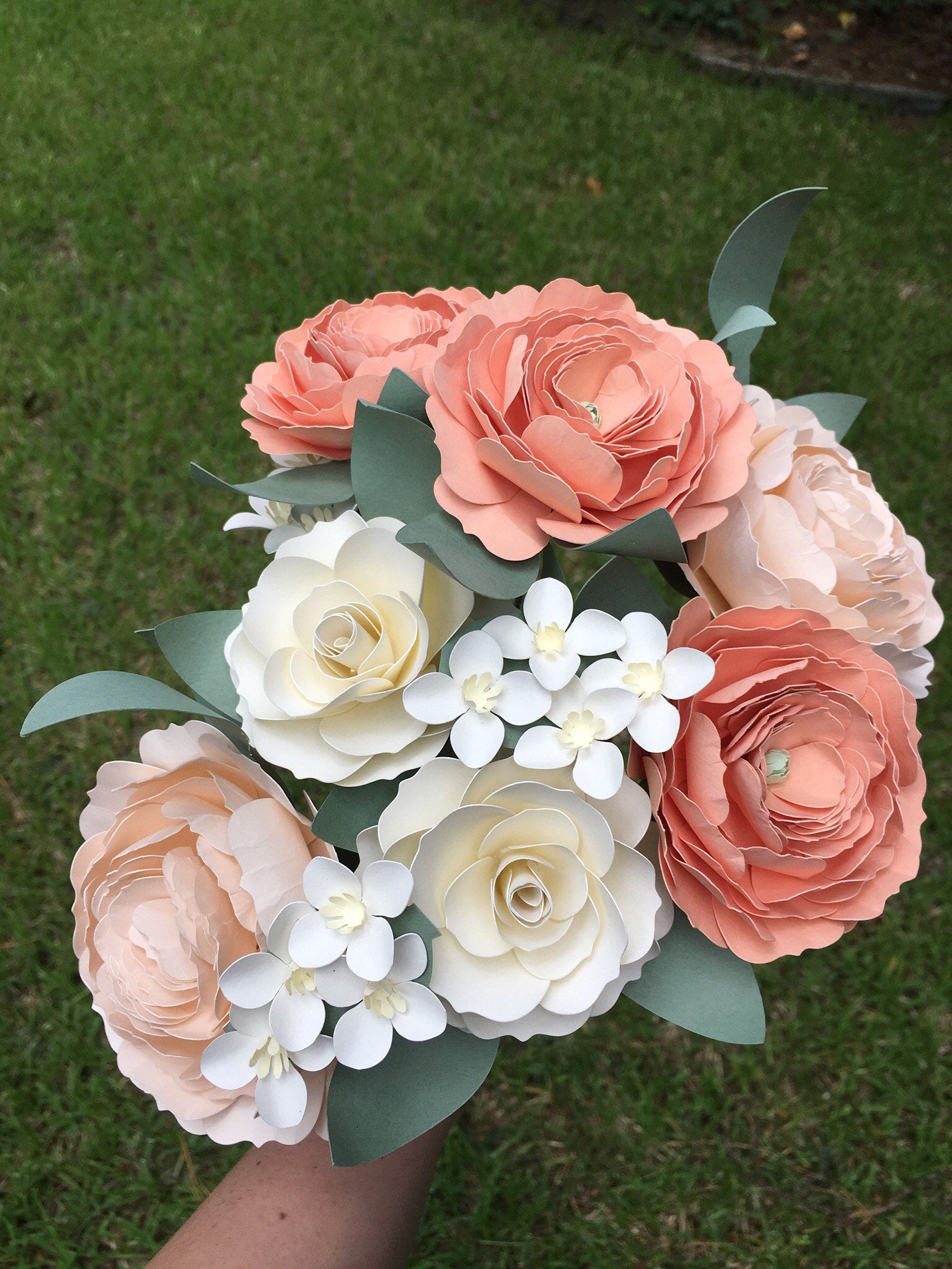 Peaches and Cream Paper Flower Bouquet - Small Bouquet - Medium Bouquet