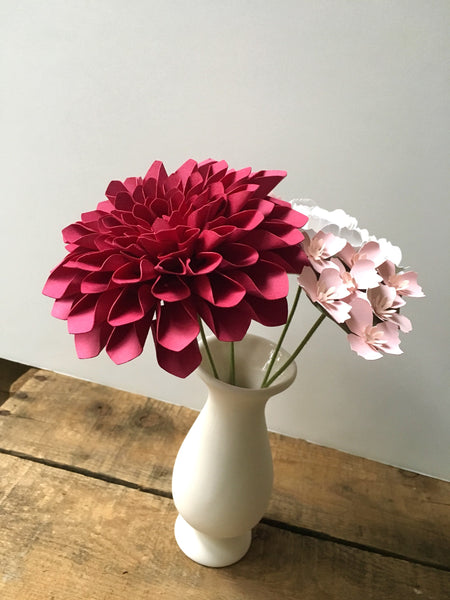 Raspberry and Pink Paper Flower Arrangement - Small Bouquet
