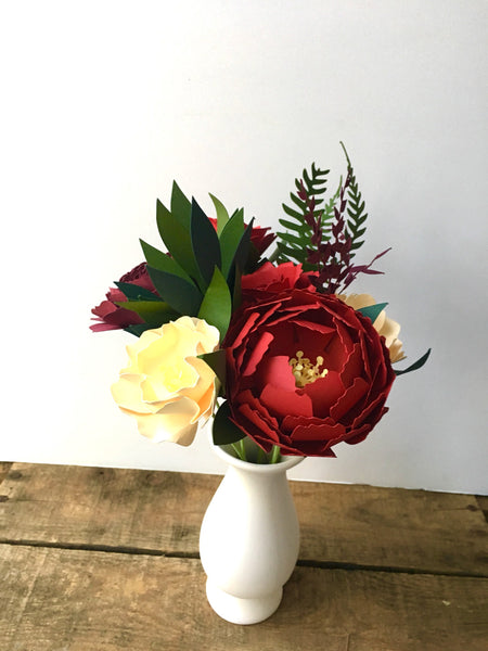 Red Peony Paper Flower Bouquet - Small Bouquet
