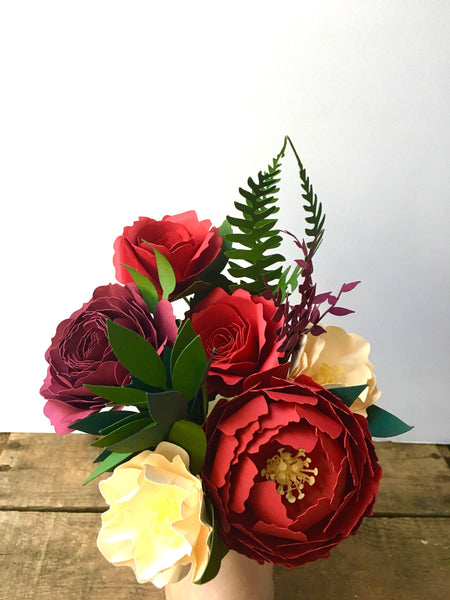 Red Peony Paper Flower Bouquet - Small Bouquet