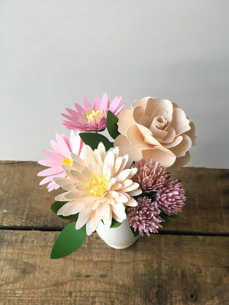 Barely Peach, Blush, and Pink Paper Flower Bouquet - Small Bouquet