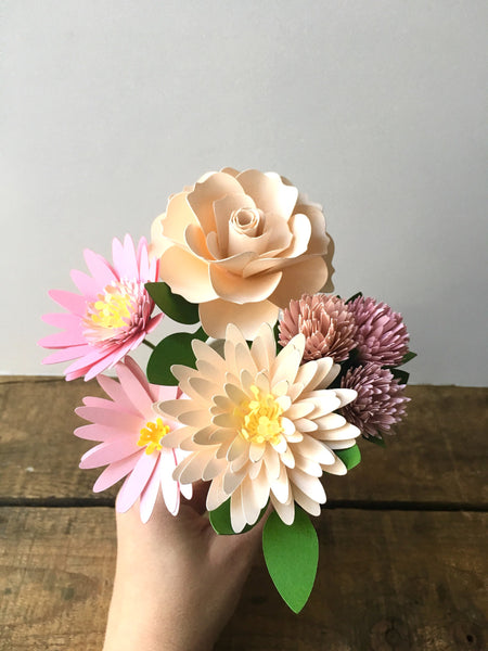 Barely Peach, Blush, and Pink Paper Flower Bouquet - Small Bouquet