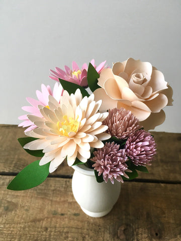 Burgundy Dahlia Paper Flower Bouquet - Large Bouquet - Custom