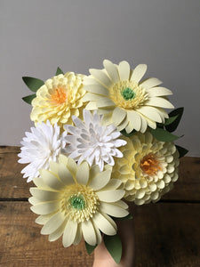 Pale Yellow and White Paper Flower Arrangement - Small Bouquet - Custom Bouquet