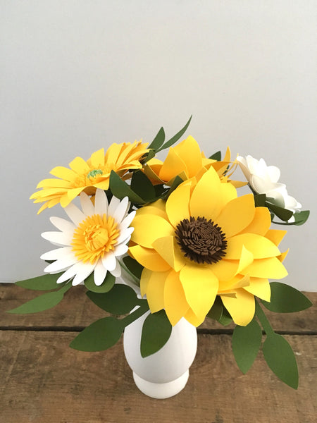 Yellow Sunflower Paper Flower Arrangement - Small Bouquet