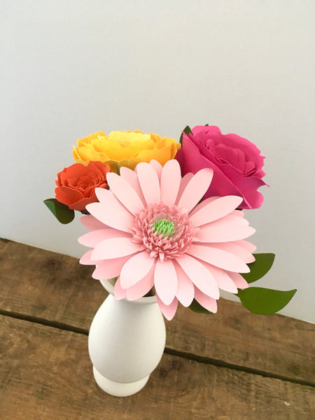 Fuchsia, Yellow, Orange, and Pink Paper Bouquet - Small Bouquet