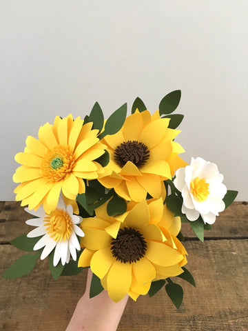 Yellow Sunflower Paper Flower Arrangement - Small Bouquet