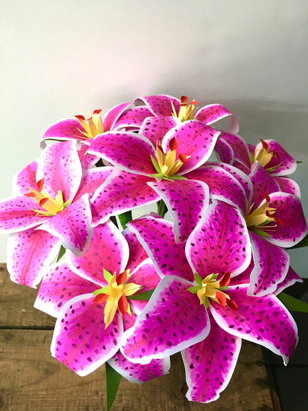 Paper Stargazer Lilies - Small Bouquet - Medium Bouquet - Large Bouquet