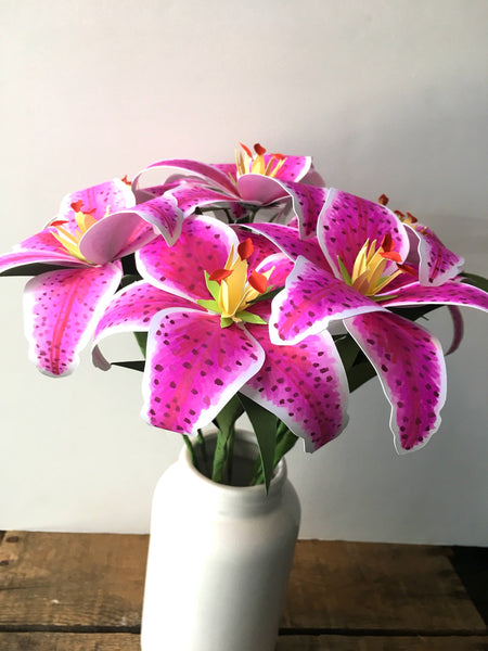 Paper Stargazer Lilies - Small Bouquet - Medium Bouquet - Large Bouquet