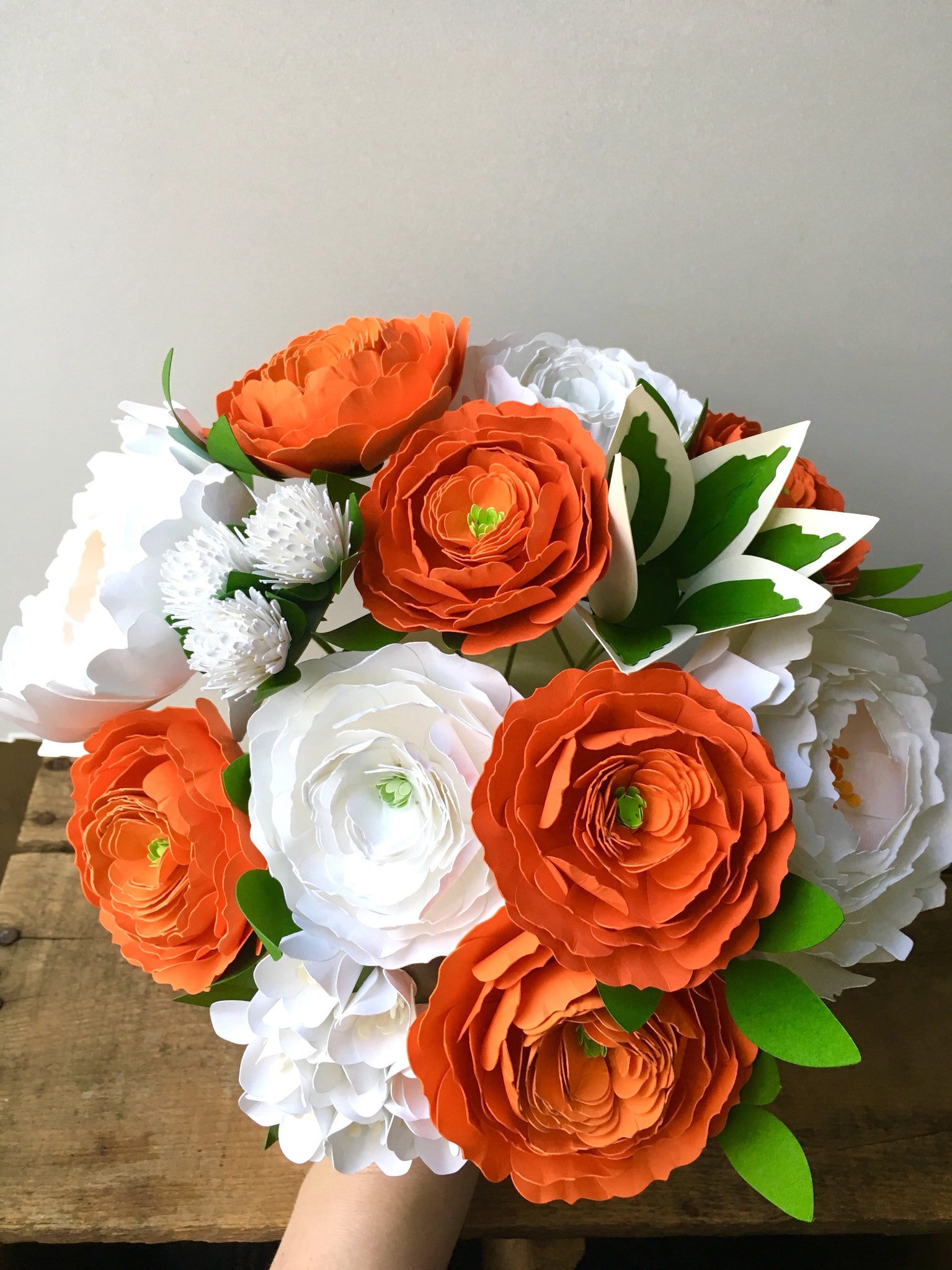 seed paper flower bouquet Orange Citrus and White Paper Flower Bouquet - Medium Bouquet