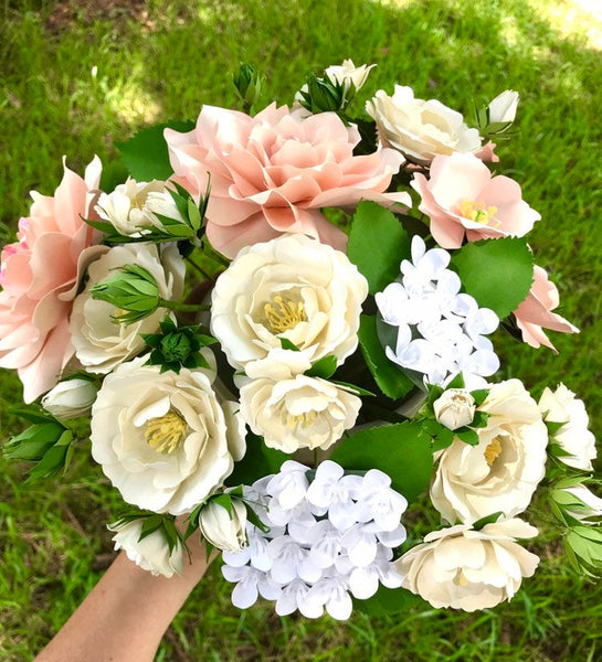 Pink, Cream, and White Paper Flowers - Large Bouquet - Custom Bouquet
