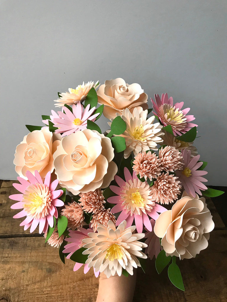 seed paper flower bouquet Barely Peach, Soft Pink Paper Flower Bouquet