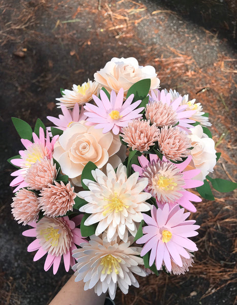 Barely Peach, Soft Pink Paper Flower Bouquet - Medium Bouquet