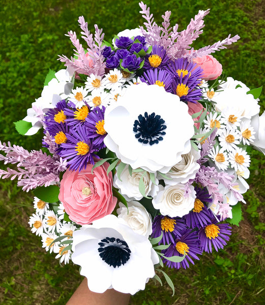 Purple, Pink, and White Paper Flower Bouquet  - Large Bouquet - Custom Bouquet